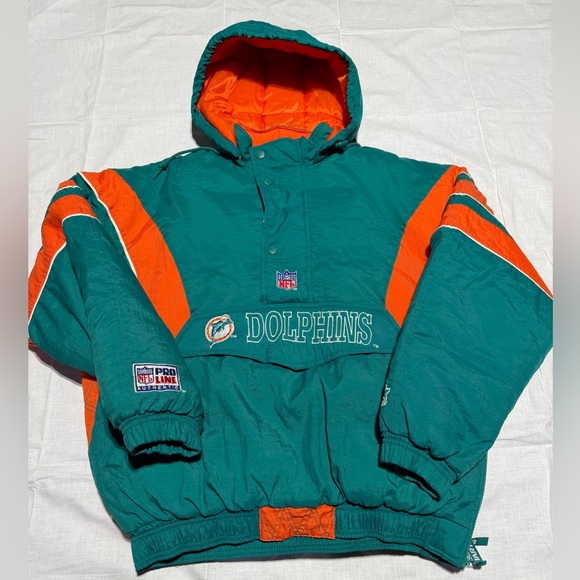 Vintage 90s! Pro Line Authentic Starter Miami Dolphins NFL Pullover Jacket. - Picture 4 of 5